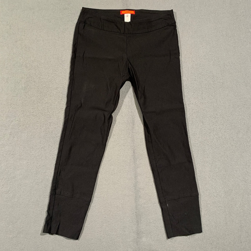 Krazy Larry Pull-On Pants Women 8 Black Slim Fit V-Slit Hem Made in USA Office